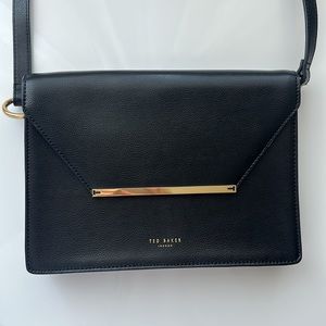 Ted Baker Bag Black Leather Clutch Crossbody Bag Mint Condition